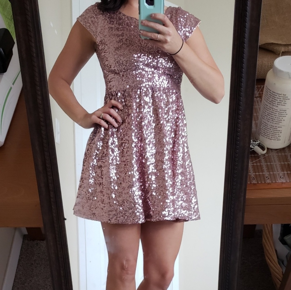 Rose gold sequin dress